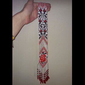 🌹 Gerdan with Red Rose – Inspired by Ukrainian Embroidery 🌹